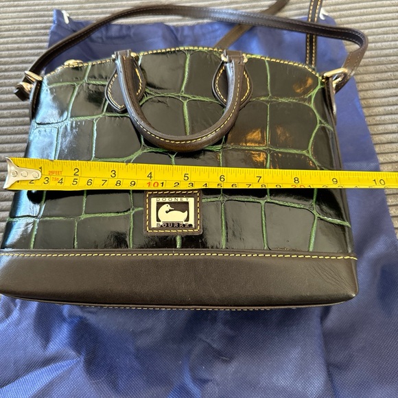 Dooney & Bourke Black and Green Croc-Embossed Leather Satchel - Picture 15 of 16